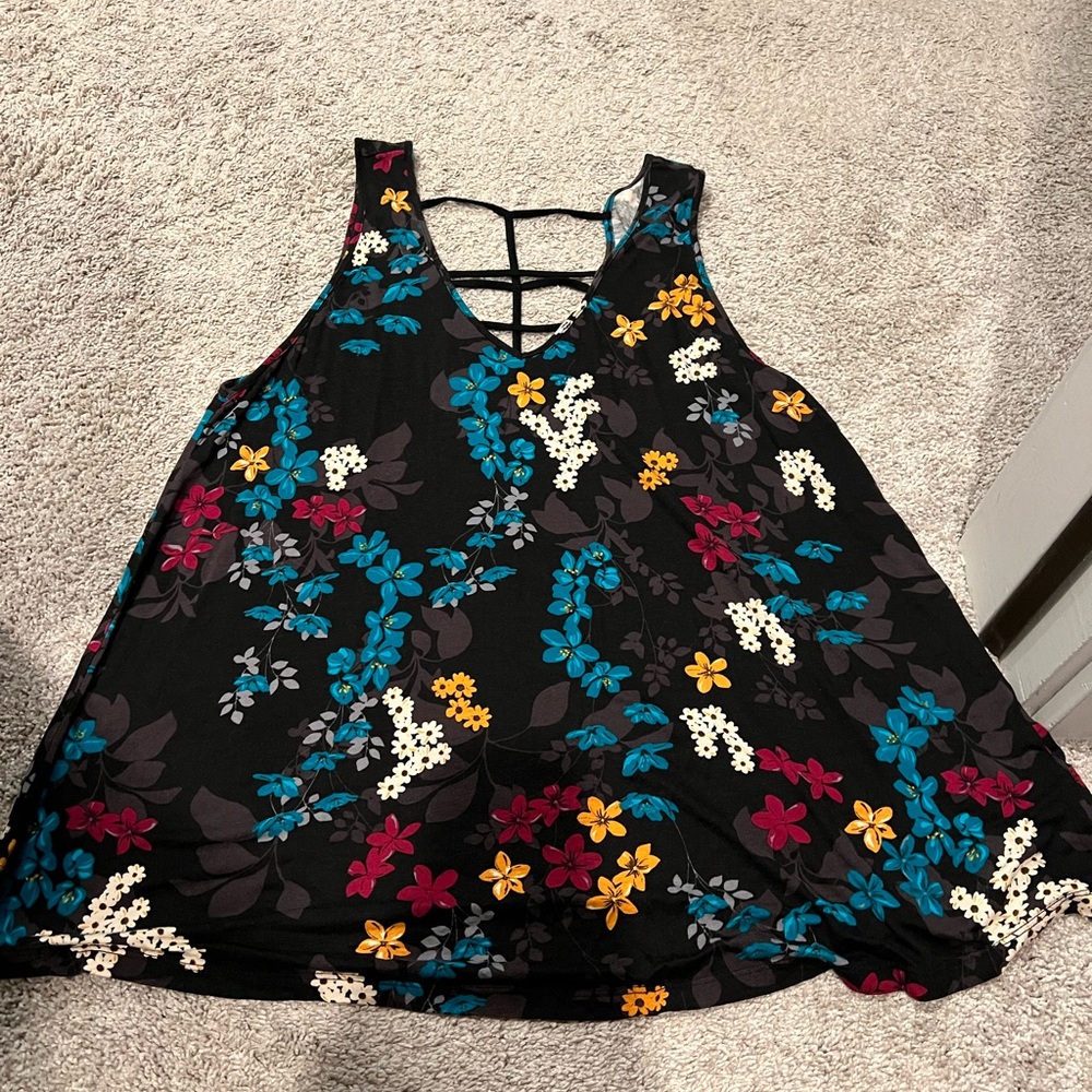 Torrid Black Floral Tank Top